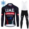 Fietskleding (Fietsshirt Lange Mouw + Lange Koersbroek) 2024 UAE TEAM EMIRATES Winter Thermal Fleece - Zwart